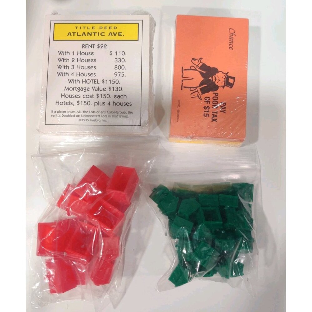 Monopoly Game Replacements: Deeds Chance Community Cards Houses Hotels 1996? New